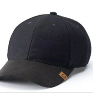 Vintage Chaps 55% Wool Black Baseball Hat Adjustable size Strap Rare